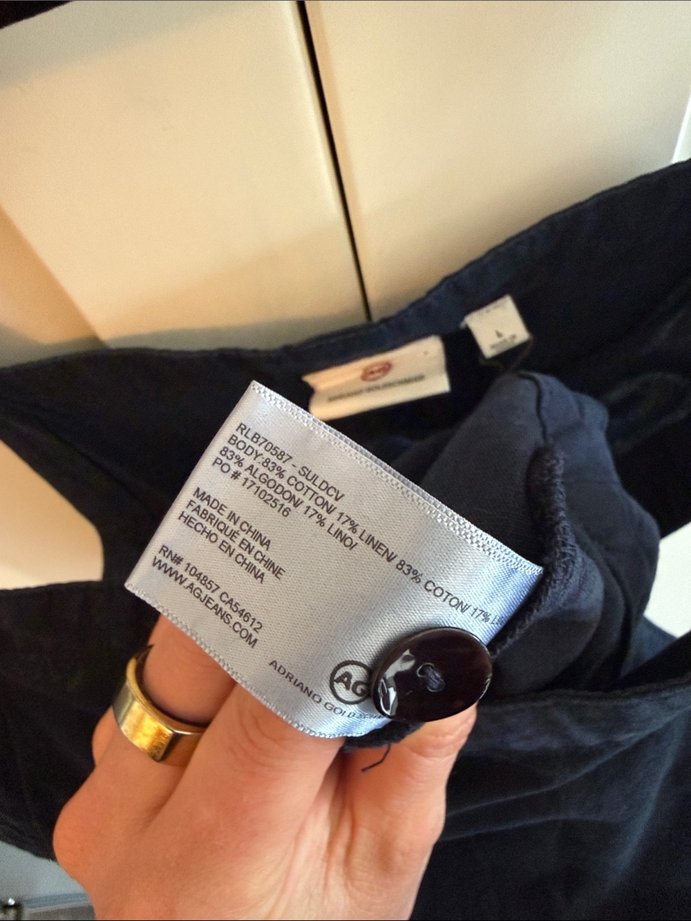 NWT AG Adriano Goldschmied Navy Blue Wide-Strap Square-Neck Jumpsuit - Picture 8 of 12